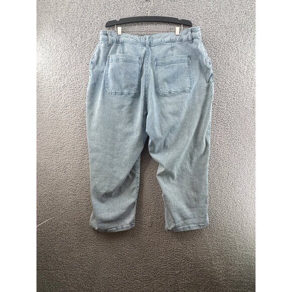 Lane Bryant Mid Rise Boyfriend Capri Striped Blue Denim Pants Size 14 - Picture 2 of 10